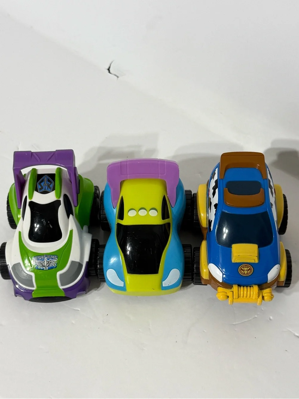 Disney Parks Toy Story Stunt Vehicles Full Set Woody, Buzz, Alien Pull Back Cars